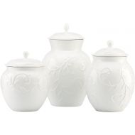 Lenox Opal Innocence Carved 3-piece Canister Set, 6.00 LB, White