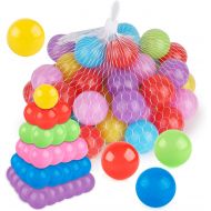 Coogam Pit Balls Pack of 50 - BPA Free 6 Color Hollow Soft Plastic Ball for Years Old Toddlers Baby Kids Birthday Pool Tent Party Favors Summer Water Bath Toy (6CM)