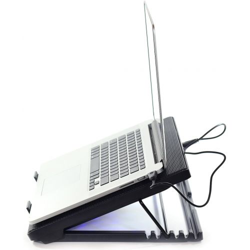  [아마존베스트]Otimo Laptop Cooling Pad for 12-17 inch Laptop - 5 Ultra Quiet Fans - USB Powered w/2 Ports - Adjustable Angled Stand - USB Hub