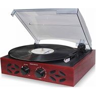 TechPlay ODC15 3 Speed Wooden Retro Classic Turntable with FM Radio, Headphone Jack and Built in Speakers, Wood turtable
