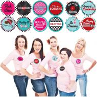 Big Dot of Happiness 50s Sock Hop - 1950s Rock N Roll Party Funny Name Tags - Party Badges Sticker Set of 12