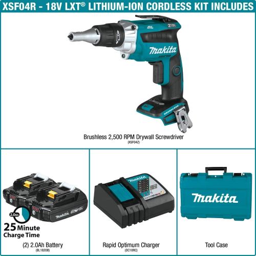  Makita XSF04Z 18V LXT Lithium-Ion Brushless Cordless 2, 500 Rpm Drywall Screwdriver, Tool Only