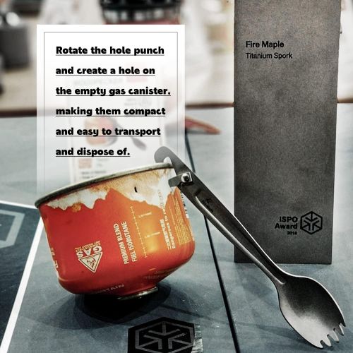  Fire-Maple Woodpecker Titanium Spork with Propane / Isobutane Gas Canister Punch Perfect Fork and Spoon Combo for Camping, Backpacking, Travel & Survival Kit Ultralight Camp Cookwa