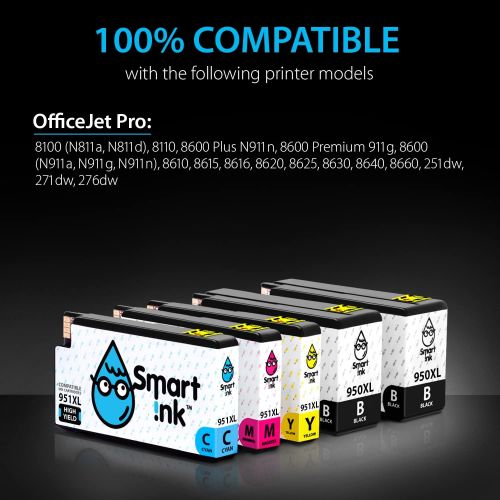  Smart Ink Compatible Ink Cartridge Replacement for HP 951 XL 950 XL (2BK&C/M/Y 5 Pack Combo) for Officejet Pro 8100 8110 8600 8600 Plus 8600 Premium 8610 8620 8615 8616 8625 8630 8