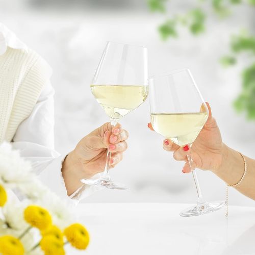  [아마존베스트]JoyJolt Layla White Wine Glasses, Set of 4 Italian Wine Glasses, 13.5 oz Clear Wine Glasses