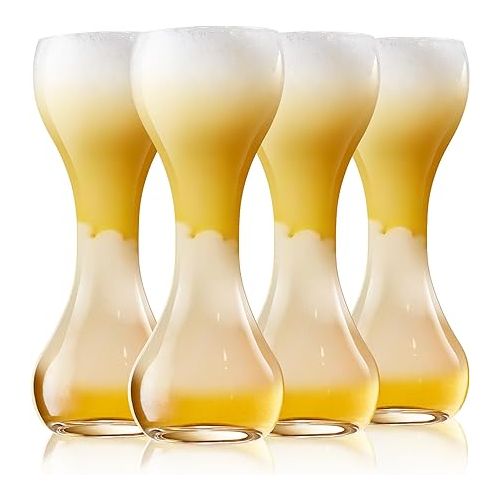  14 OZ Beer Glasses Set of 4 Craft Glasses,Beer Cups For Men and Women Anniversary Party Birthday Banquets and Christmas Gift for Dad,Husband,Friends