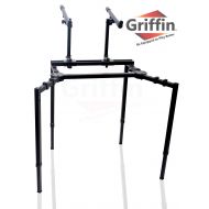 Double Piano Keyboard and Laptop Stand by Griffin | 2 Tier/Dual Portable Studio Mixer Rack for Turntables, DJ Coffins, Speakers, Audio Gear and Music Equipment | Deluxe & Versatile