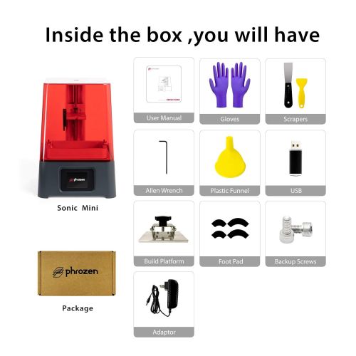 PHROZEN Sonic Mini: 5.5 UV Photocuring LCD Resin 3D Printer with Easy-to-use Interface, Touch Screen,Parallel LED and Metal Vat,Print Volume L4.7 x W2.6 x H5.1 in
