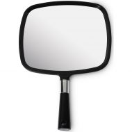 Mirrorvana Large & Comfy Hand Held Mirror with Handle - Barber Style in Black