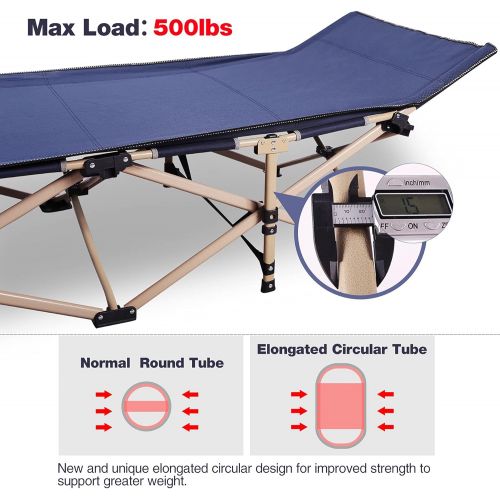  REDCAMP Folding Camping Cots for Adults Heavy Duty, 28 - 33 Extra Wide Sturdy Portable Sleeping Cot for Camp Office Use, Blue Gray Green