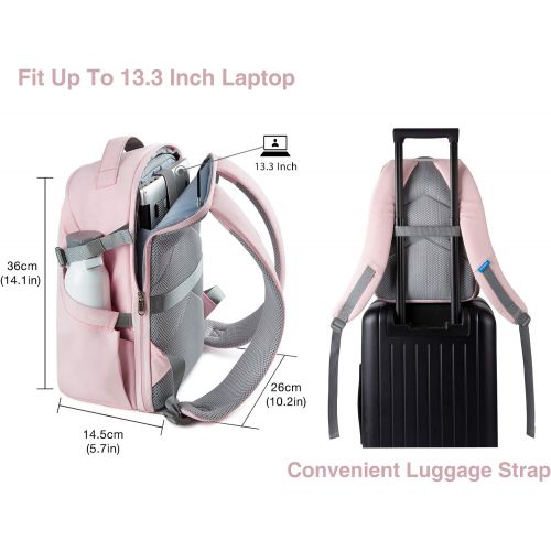  BAGSMART Camera Backpack, DSLR SLR Camera Bag Fits up to 13.3 Inch Laptop Water Resistant with Rain Cover, Tripod Holder for Women and Girls,Pink