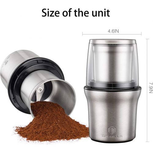  [아마존베스트]DR MILLS Electric Dried Spice and Coffee Grinder, detachable cup, OK for clean it with water, Blade & cup made with SUS304 stianlees steel (DM-7412M)