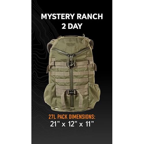  Mystery Ranch 2 Day Backpack - Tactical Daypack Molle Hiking Packs, Forest, L/XL
