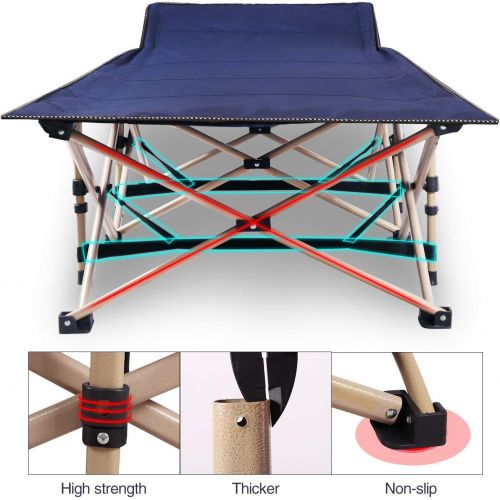  REDCAMP Folding Camping Cots for Adults Heavy Duty, 28 Wide Sturdy Portable Sleeping Cot for Camp Office Use, Blue Gray Cot + Pad