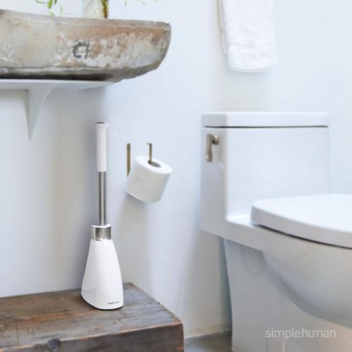 심플휴먼 simplehuman Toilet Brush with Caddy, Stainless Steel, White