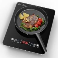 VBGK Portable Induction Cooktop, 2200W Induction Burner Electric Countertop Burner with LED Touch Screen, 9 Temperature Power Setting Induction Cooker Stove with Kids Safety Lock a