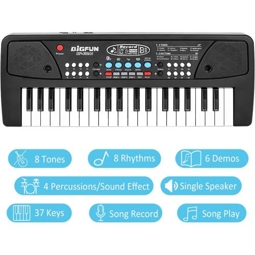  [아마존베스트]M SANMERSEN Kids Piano Keyboard, Piano for Kids with Microphone Portable Electronic Keyboards for Beginners 37 Keys Musical Toys Pianos for Girls Boys Ages 3-8