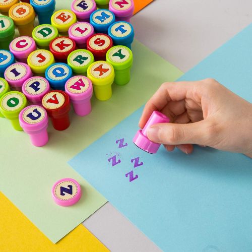  [아마존베스트]Kesote Number & Alphabet Stamps for Kids, Self Inking Stamps for Kids Birthday Gift, Party Favor, Teacher Stamps