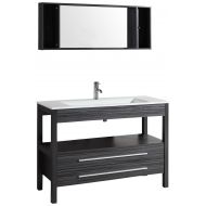Bosconi Bathroom Vanities A-5243 Contemporary Single Vanity with Stone Countertop and Sink, Soft Closing Drawers, and Matching Medicine Cabinet, 48, Charcoal Grey