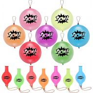 Skylety 36 Pieces 18 Inch Punch Balloon Assorted Color Large Pow Design Punching Balloon Party Favors Latex Neon Punch Balloon Toys with Handle Goodie Bag Stuffer for Games Birthday Party