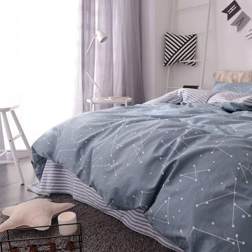  [아마존베스트]BuLuTu Cotton Hypoallergenic Childrens Duvet Cover Sets(1 Duvet Cover, 2 Pillowcases), Constellation, Twin, Brown/Constellation