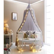 Unknown HKH Kids Baby Bedding Round Dome Bed Canopy Netting Bedcover Mosquito Net with Light (Grey)