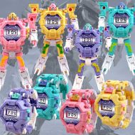 LtrottedJ Toy LtrottedJ Electronic Deformation Watch Children Creative Manual Transformation Robot Toys (Purple)