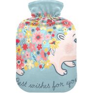 Water Bags Foot Warmer Velvet Transparent 2L fashy ice Pack for Bed, Kids Men & Women Cute Hedgehog Flowers on