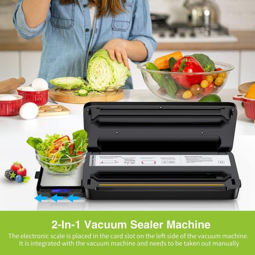  Bonsenkitchen Food Saver Vacuum Sealer Machine For Food, Vaccume Sealer Machine Built in Air Sealing System with Vacuum Sealer Kits, Avoid Dehydration n Freezer Burn, Dry/Moist Model For Sous Vi