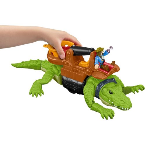  Fisher-Price Imaginext Walking Crocodile & Pirate Hook figure set with projectile launcher for preschool pretend play ages 3 years and up
