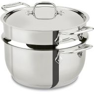 All-Clad Specialty Stainless Steel Stockpot, Multi-Pot with Strainer 3 Piece, 5 Quart Induction Oven Broiler Safe 600F Strainer, Pasta Strainer with Handle, Pots and Pans Silver