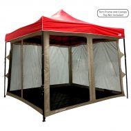 EasyGoProducts Screen Room attaches to Any 10x10 Pop Up Screen Tent Room  4 Walls, Mesh Ceiling, PVC Floor, Two Doors, Four Windows  Standing Tent  Tent Room - Tent Frame and Ca