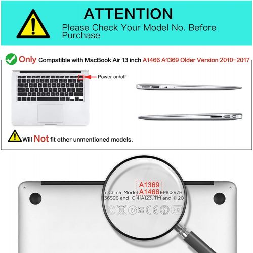  [아마존베스트]MOSISO Plastic Hard Shell Case & Keyboard Cover & Screen Protector Only Compatible with MacBook Air 13 inch (Models: A1369 & A1466, Older Version 2010-2017 Release), Crystal Clear