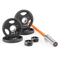 Short Olympic Barbell Weight Set 47” Barbell with Weight Plates (2 x 10-lb +2 x 5-lb) & 2 Locking Collars BBOB-7645