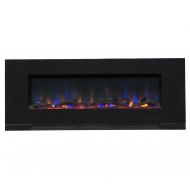 Touchstone ValueLine 50 10-Color, Flush-Mount Wall Electric Fireplace, 50 Inch Wide, Logset & Crystal, 1200W Heat (Black)