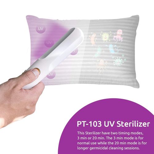  PurpleTek Portable UV Light Sanitizer Wand, Rechargeable UV Disinfection Lamp for Home, Office, Hotel, & Travel