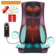 [Limited Promotion] Naipo Back and Neck Massager Shiatsu Massage Chair Seat Cushion Pad with Heat Air Compression and Vibration for Ultimate Stress Relief of Neck Back Thighs and H