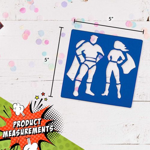  [아마존베스트]Fun Express Superhero Stencils (12 Pack) Plastic. 5 x 5. Super Hero