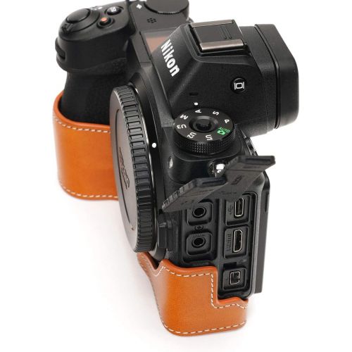  TP Original Handmade Genuine Real Leather Half Camera Case Bag Cover for Nikon Z5 Sandy Brown Color
