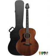 Sawtooth Mahogany Series Left-Handed Solid Mahogany Top Acoustic-Electric Jumbo Guitar with Hard Case & Pick Sampler