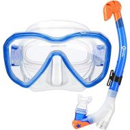 Kids Snorkel Set Snorkel Mask with Premium Dry Snorkel and Anti-Fog Anti-Leak Diving Goggles Snorkeling Packages Professional Snorkel Set for Children Kid