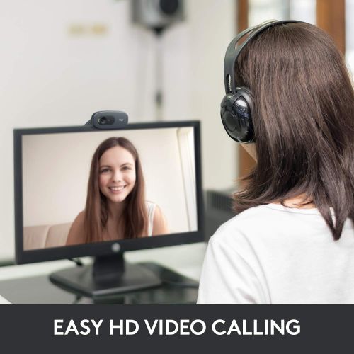 로지텍 Logitech USB H570e Corded Single-Ear Headset & C270 Desktop or Laptop Webcam, HD 720p Widescreen for Video Calling and Recording
