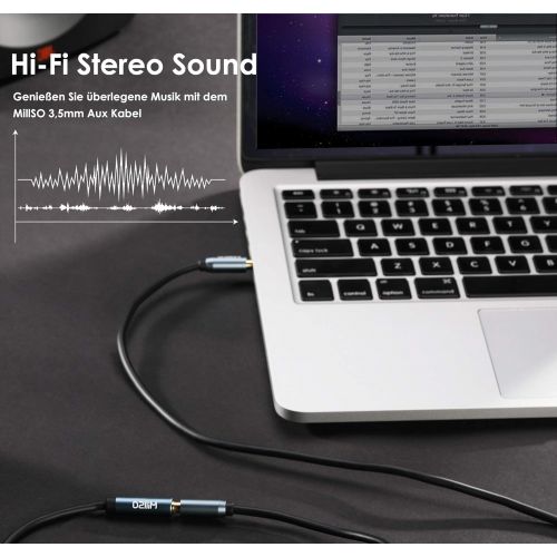  [아마존베스트]MillSO Stereo Audio Cable 5 m 3.5 mm Aux Jack Cable for Headphones, PC, Laptop, Smartphone, Tablet, MP3 Player, Car, HiFi Receiver, Bluetooth Speaker and More