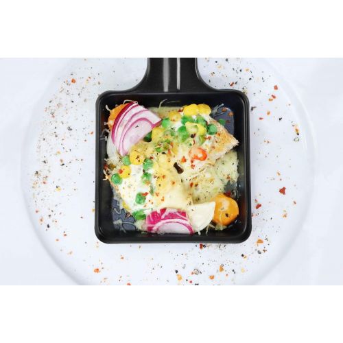  Artestia Electric Raclette Grill with Two Full Size Top Plates (Non-Stick Reversible Aluminum and High Density Granite Stone), Serve the whole family (Full Size Stone and Aluminum