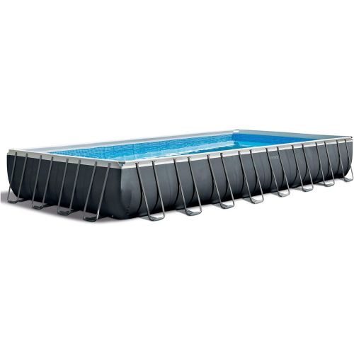 인텍스 Intex 32 x 16 x 52 Rectangular Ultra XTR Frame Outdoor Above Ground Swimming Pool with Pump, Sand Filter, Pool Ladder, Ground Cloth, and Pool Cover