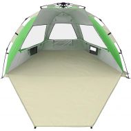 G4Free Easy Set up Beach Tent Deluxe XL, Pop up Sun Shelter for 3-4 Persons with UPF 50+ Protection Beach Shade with Extended Floor (Lake-Blue)