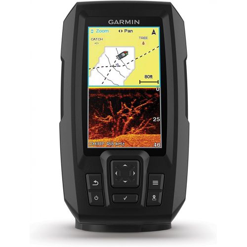 가민 Garmin Striker 4cv with Transducer, 4 GPS Fishfinder with CHIRP Traditional and ClearVu Scanning Sonar Transducer and Built In Quickdraw Contours Mapping Software