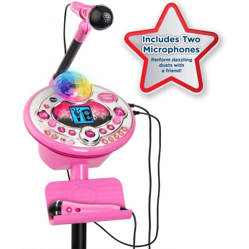 브이텍 VTech Kidi Star Karaoke System 2 Mics with Mic Stand & AC Adapter, Pink & Kidizoom Duo Selfie Camera, Amazon Exclusive, Pink