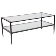 Flash Furniture Newport Collection Glass Coffee Table with Black Metal Frame