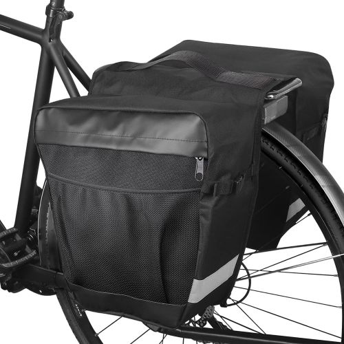  WOTOW Bike Panniers Rear Rack Bag, 28L Large Capacity Water Resistant Bicycle Trunk Expedition Touring Bag Reflective Rear Seat Saddle Carrier Pack for Grocery Shopping Commuter Lo
